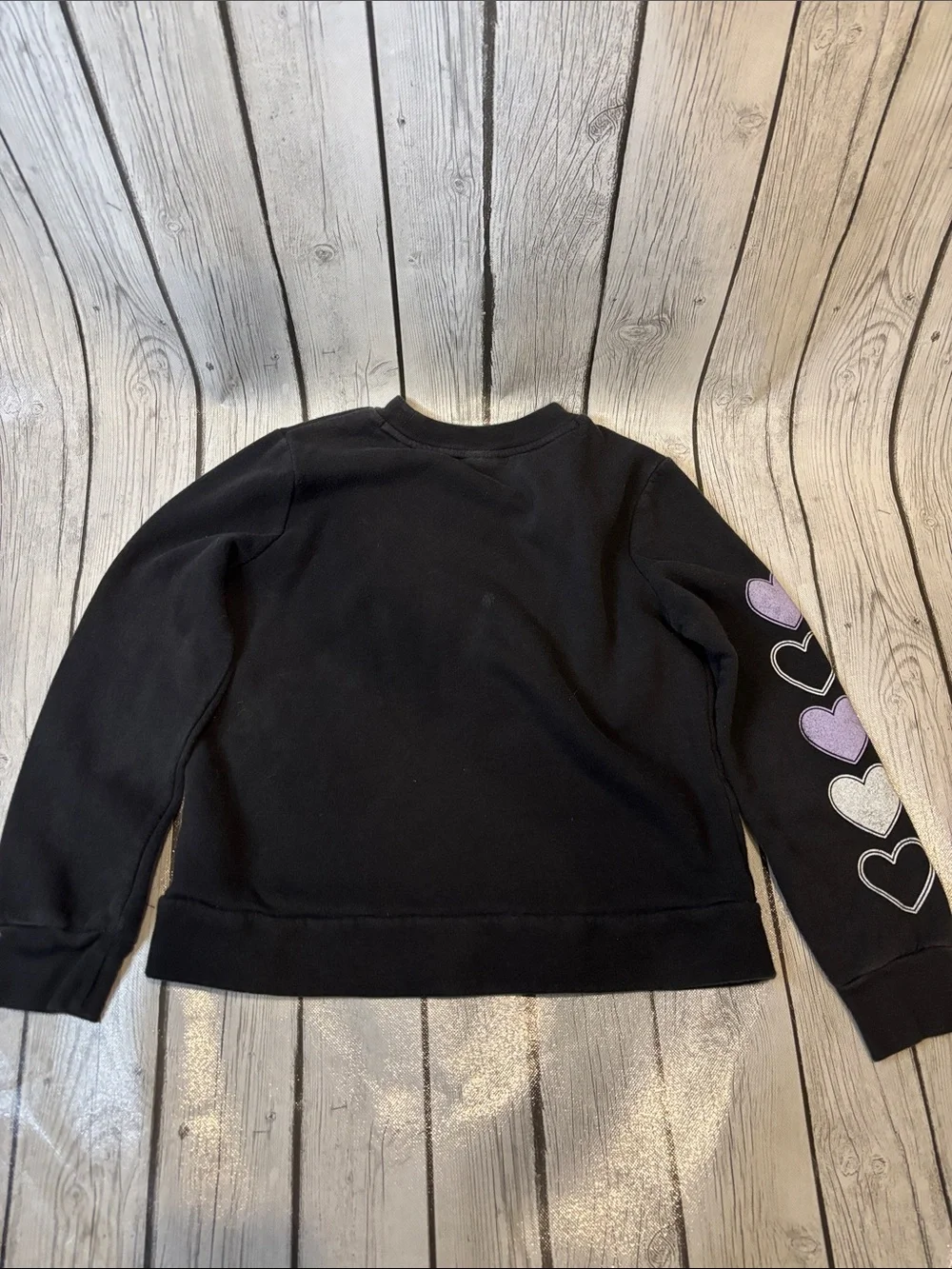 GAP Black Sweatshirt with Lavender Heart Graphic girls size 10